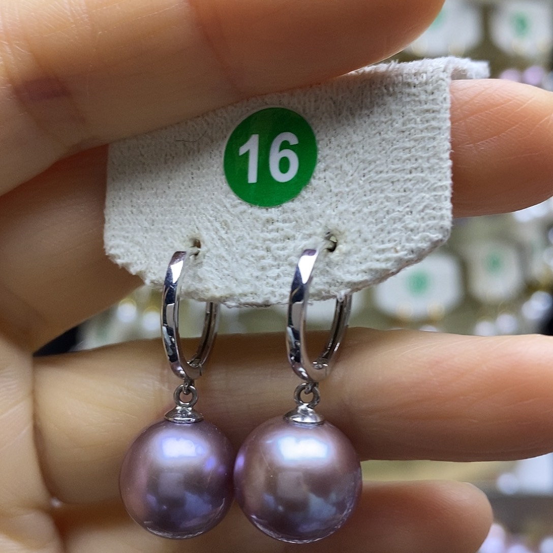 淡水珍珠耳饰银S925镶嵌