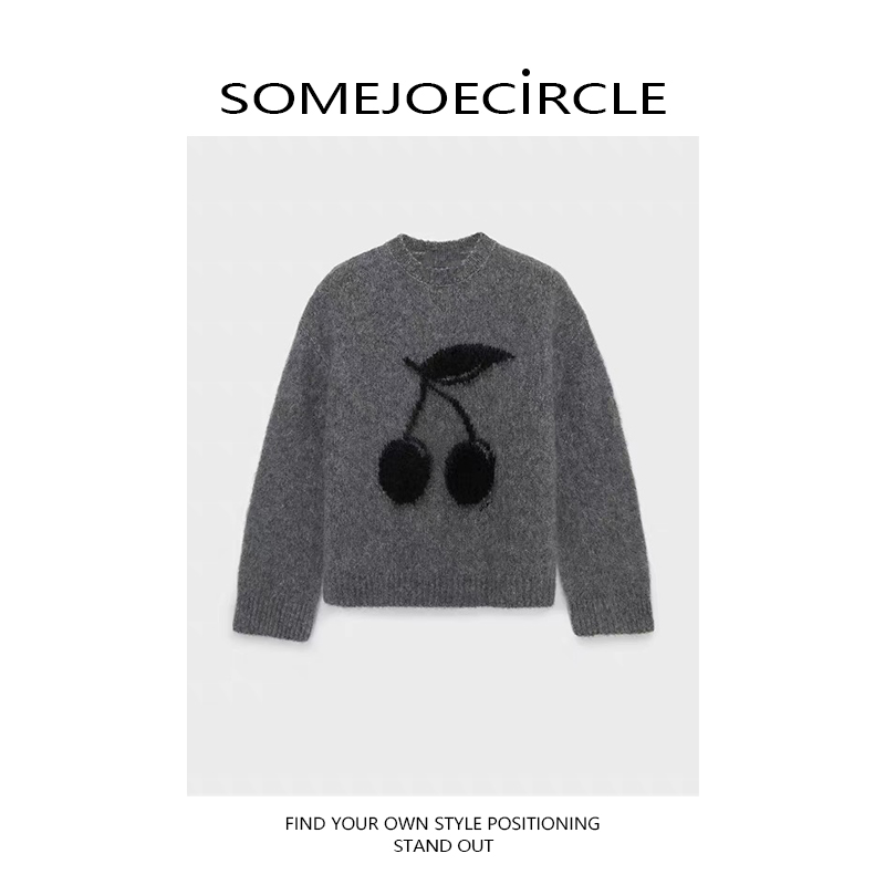 【DZ】SOMEJOECIRCLE【IM**渠道】马海毛樱桃套头毛衣长袖针织衫9082