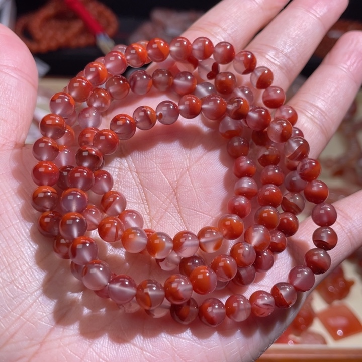 南红玛瑙聚宝盆多圈6+未镶嵌344