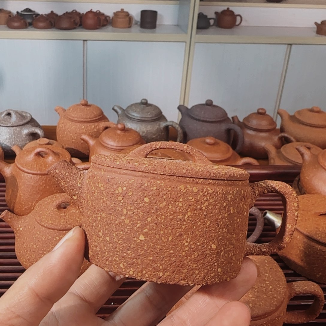 航***天茶壶紫砂八目红降洗砂汉瓦120cc