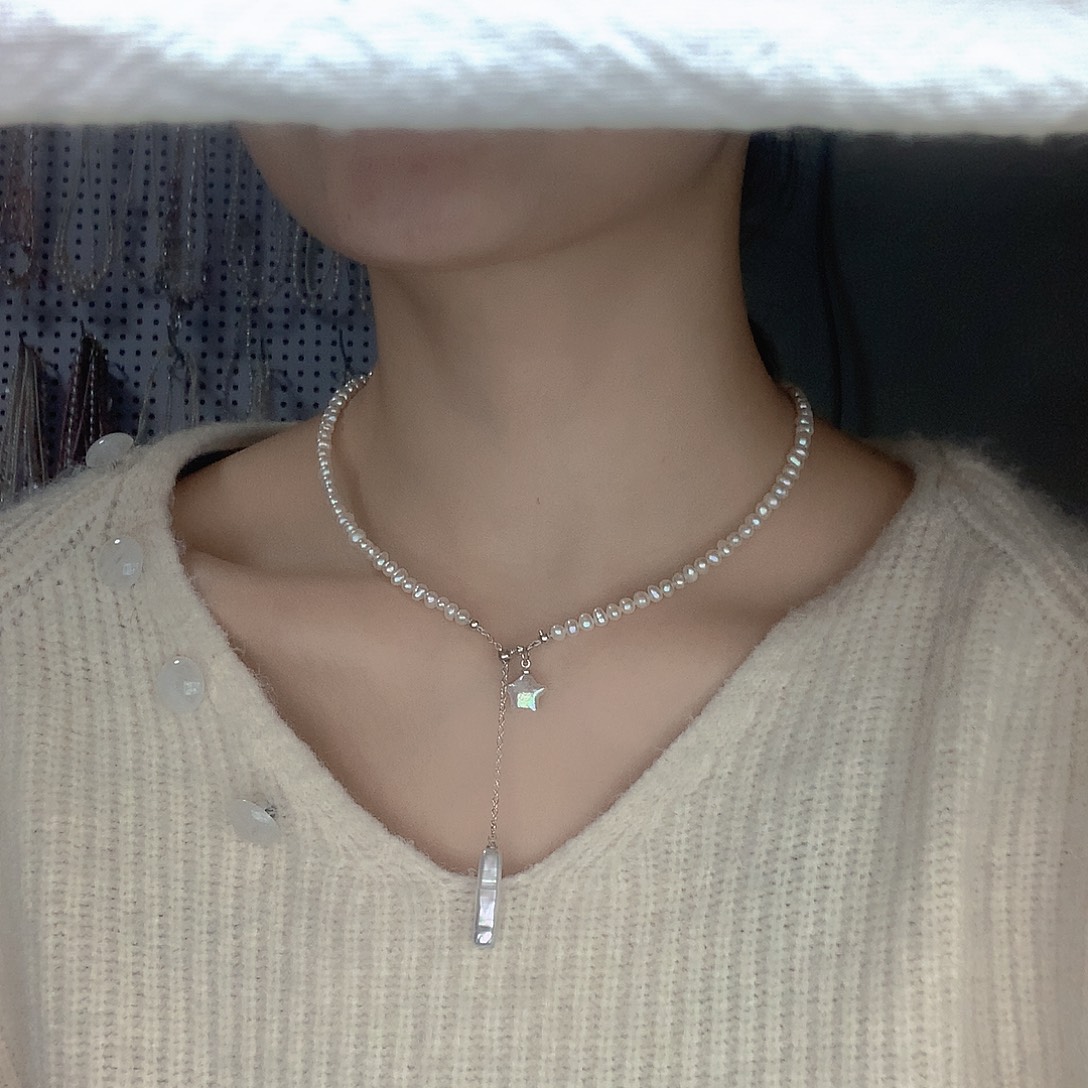 淡水珍珠银S925镶嵌耳饰