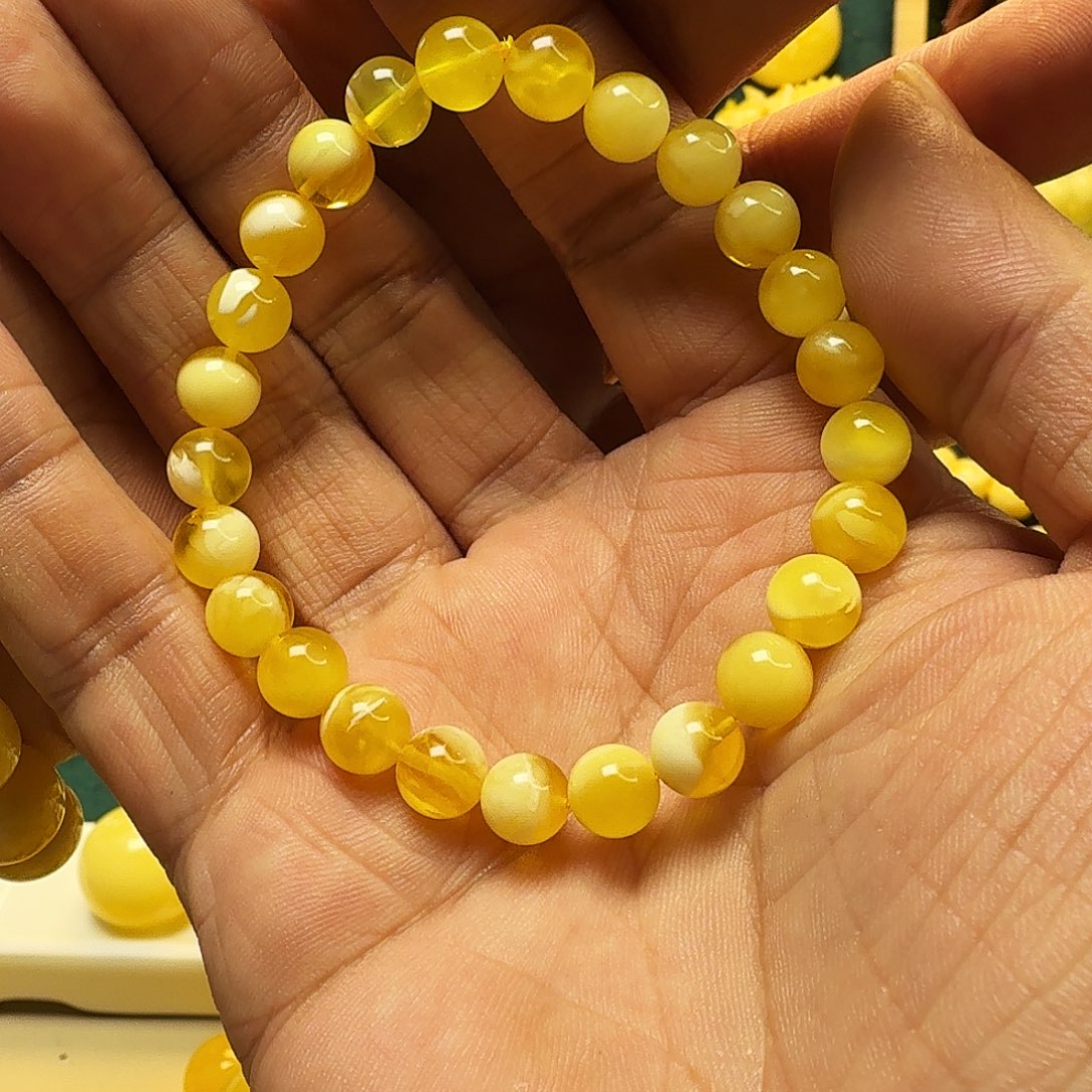 蜜蜡珠宝奇石未镶嵌7.6m金白单圈