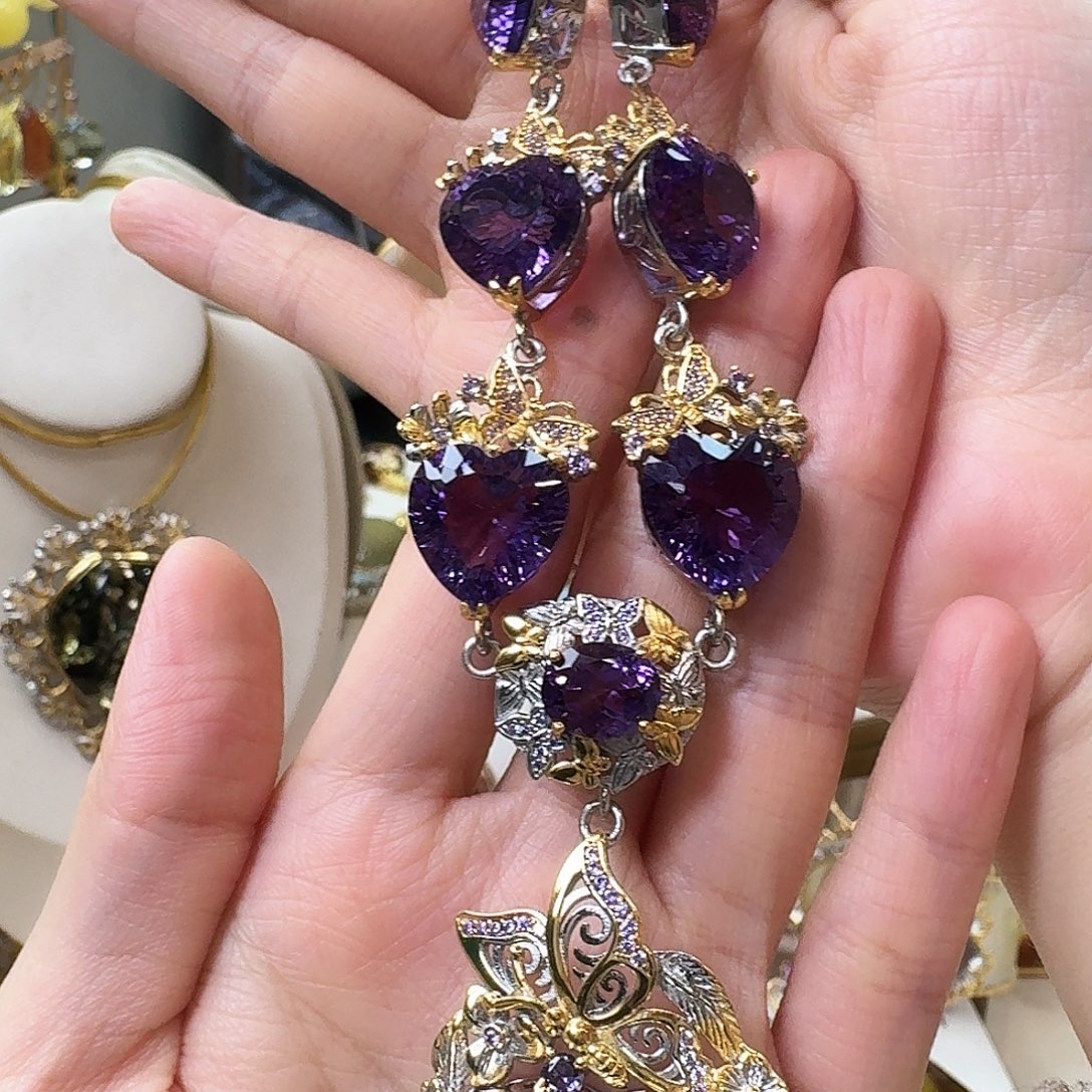 紫晶颈饰银S925镶嵌吊坠