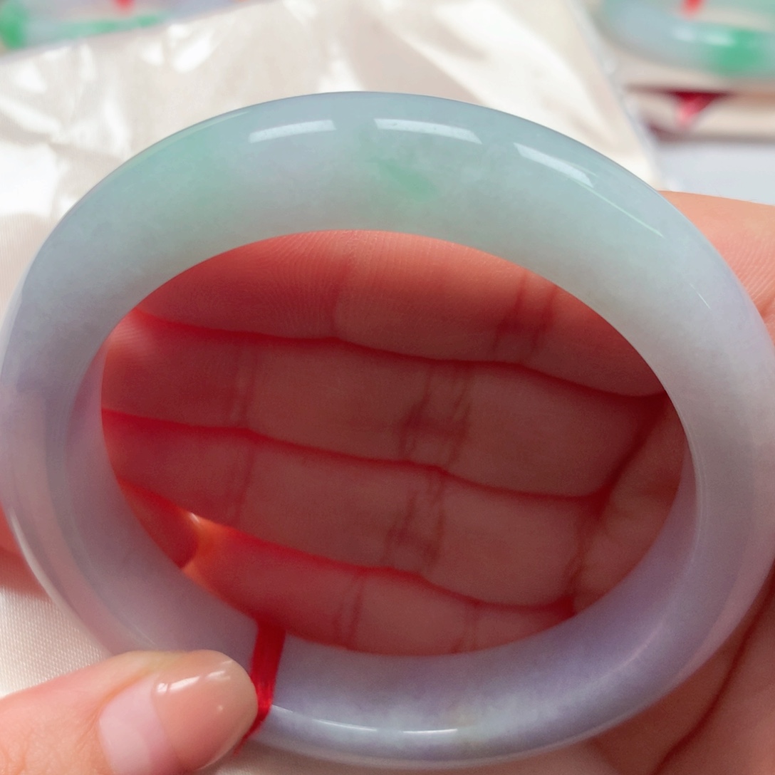 翡翠未镶嵌手镯61春彩洒金