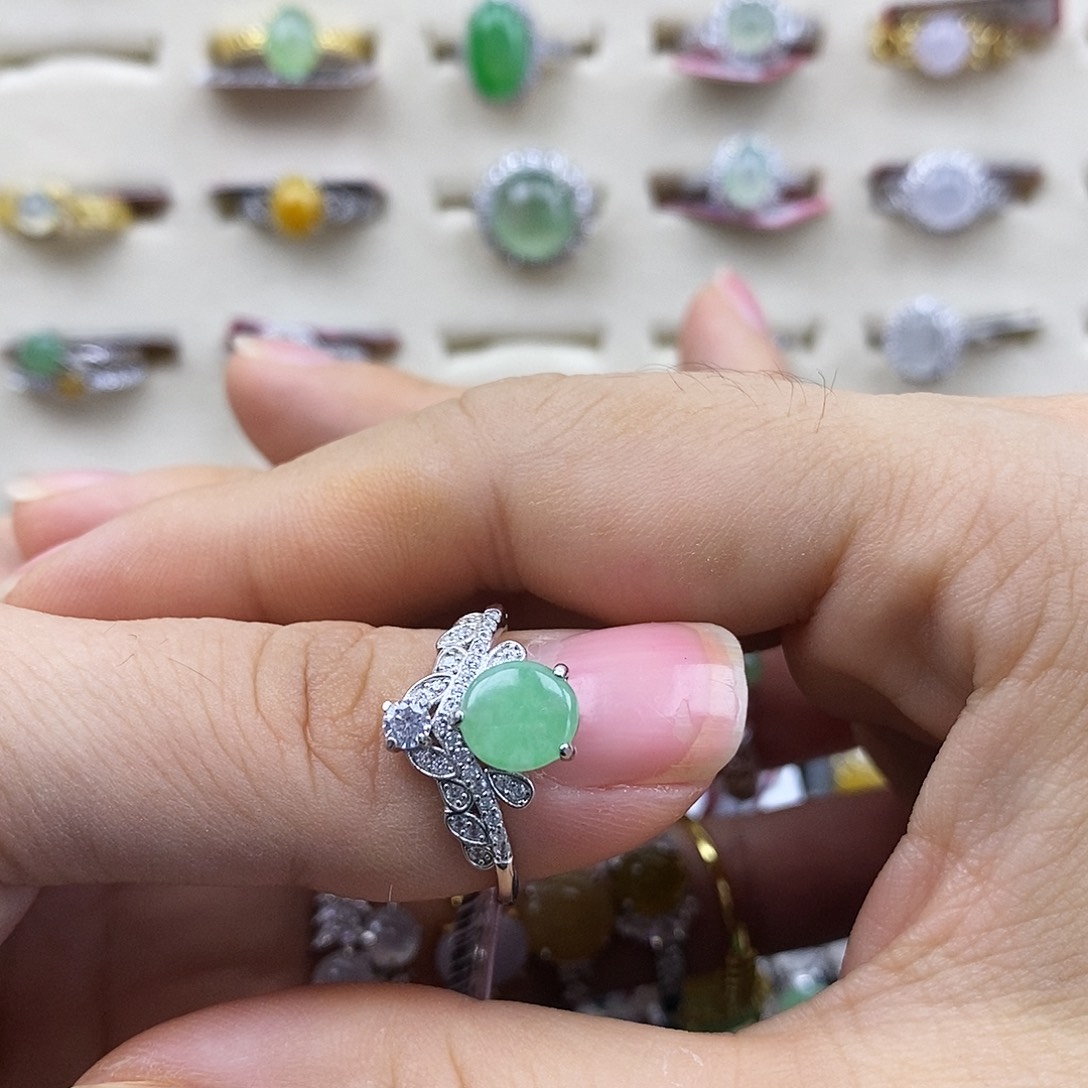 翡翠银S925镶嵌戒指