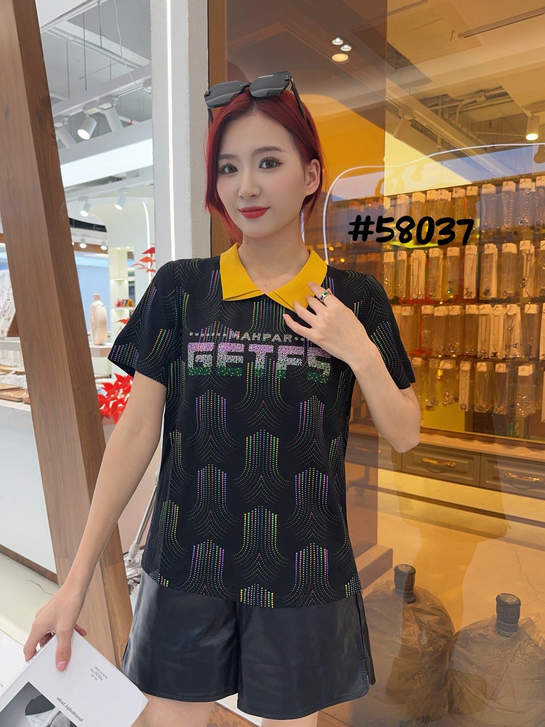 萝莉风娃娃领POLO领常规短袖T恤夏季印花提花休闲