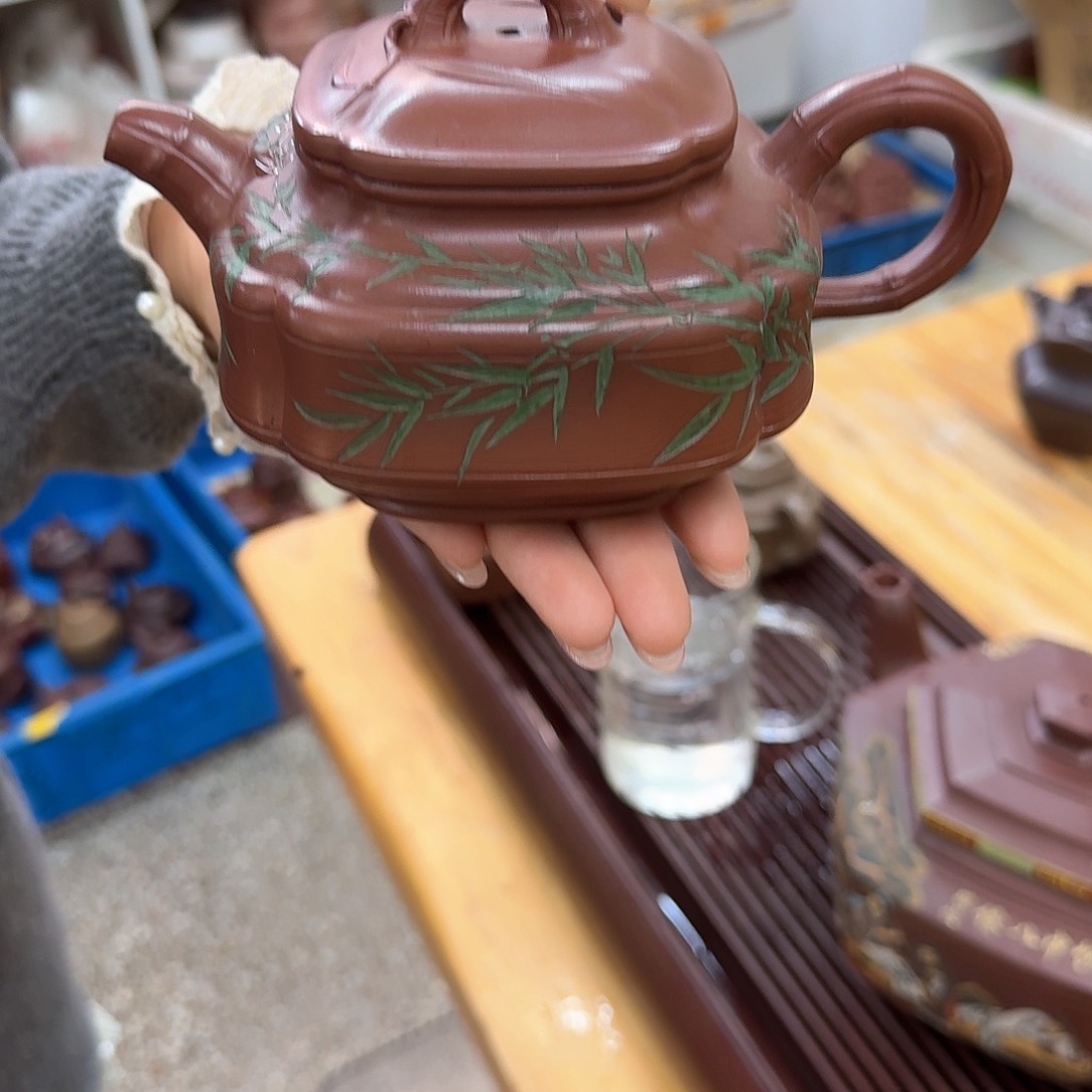 紫砂茶壶紫砂壶四方竹鼓360cc