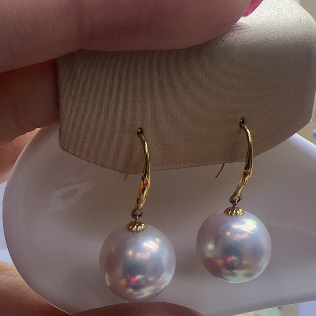 淡水珍珠耳饰18K金镶嵌