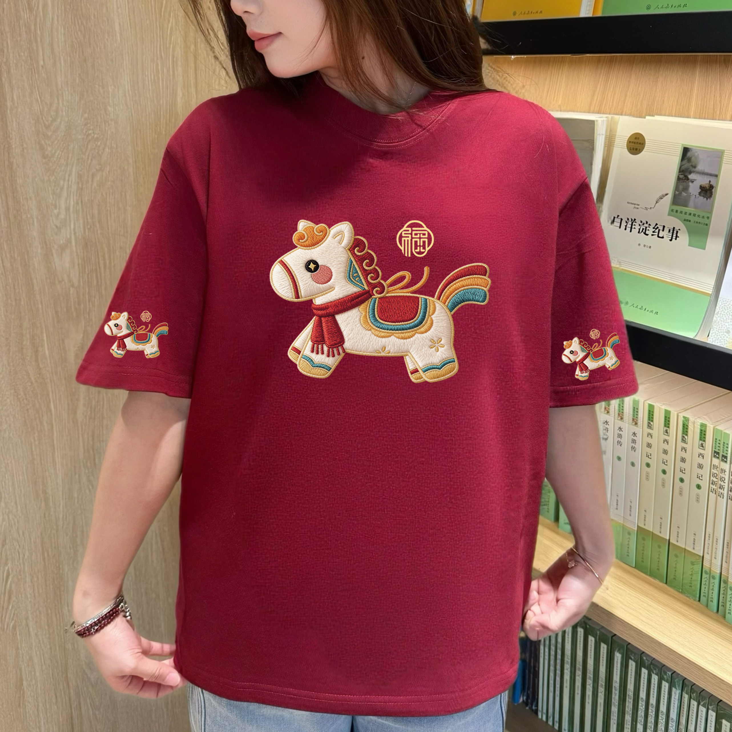 卡通元素短袖圆领女印花中袖T恤韩版情侣宽松半袖