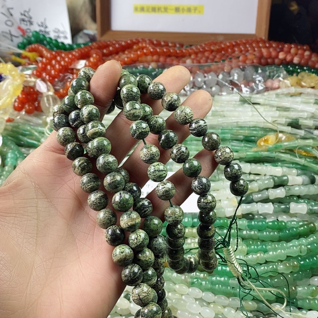 玛瑙/玉髓珠宝半成品合金一条10mm天然银线药王石D371