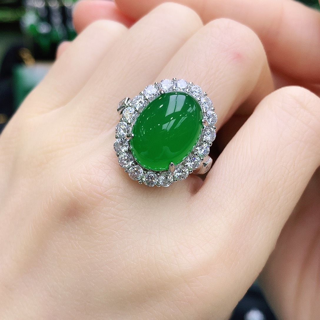 玛瑙/玉髓戒指银S925镶嵌