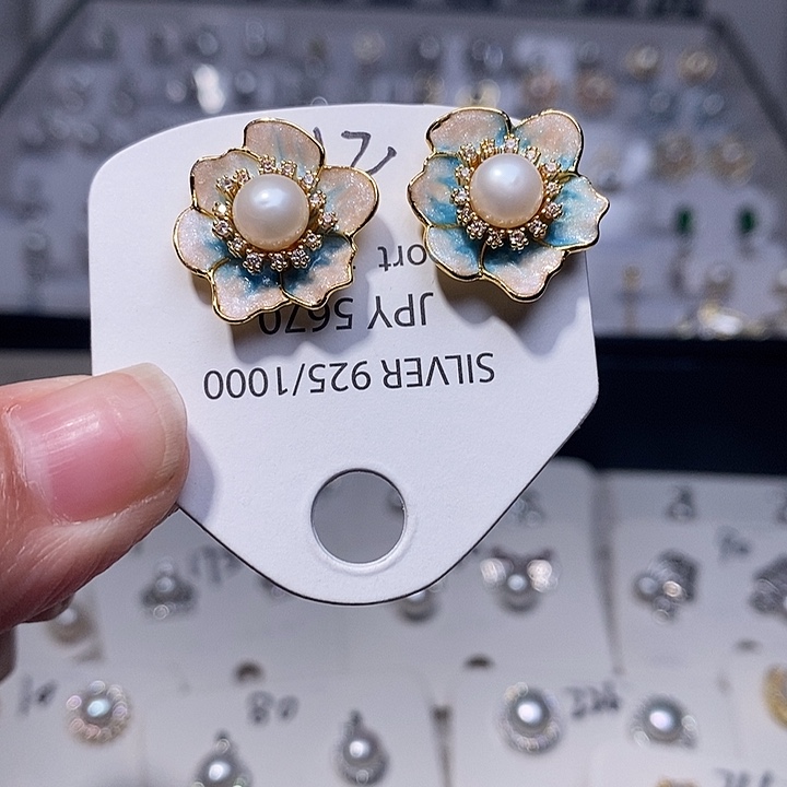 耳饰淡水珍珠银S925镶嵌