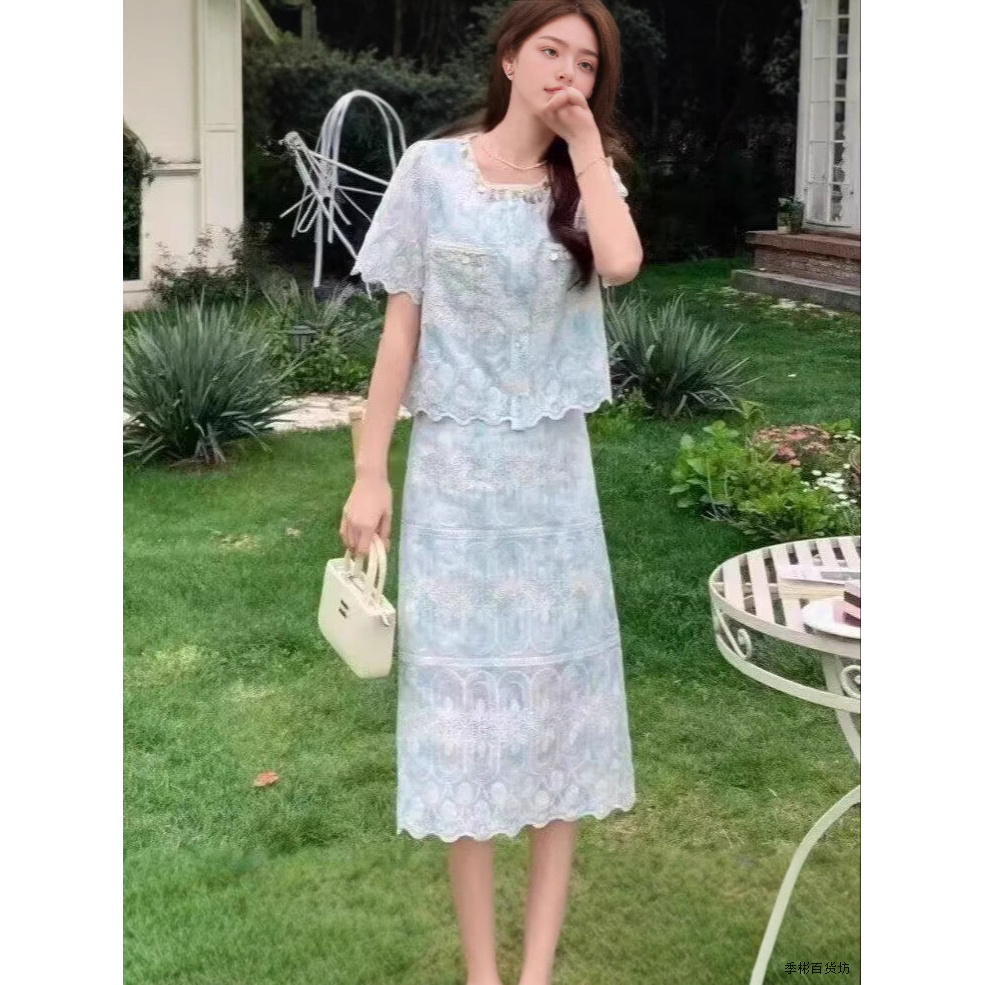 新款刺绣套装两件洋气甜美可爱风格套装裙子套装女装夏装