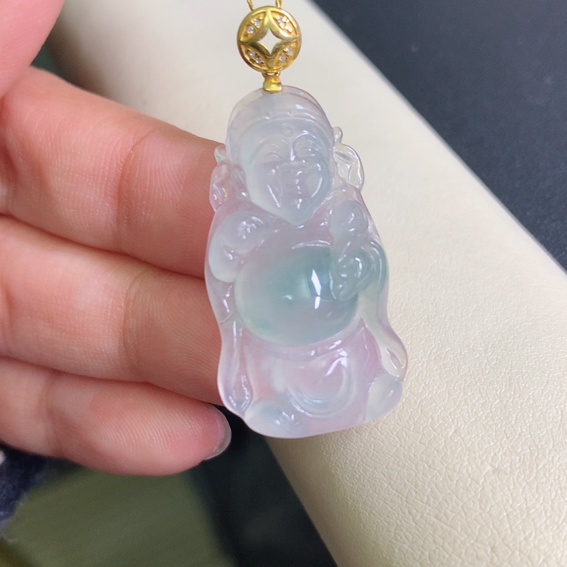 【闪购商品】翡翠颈饰18K金镶嵌财神