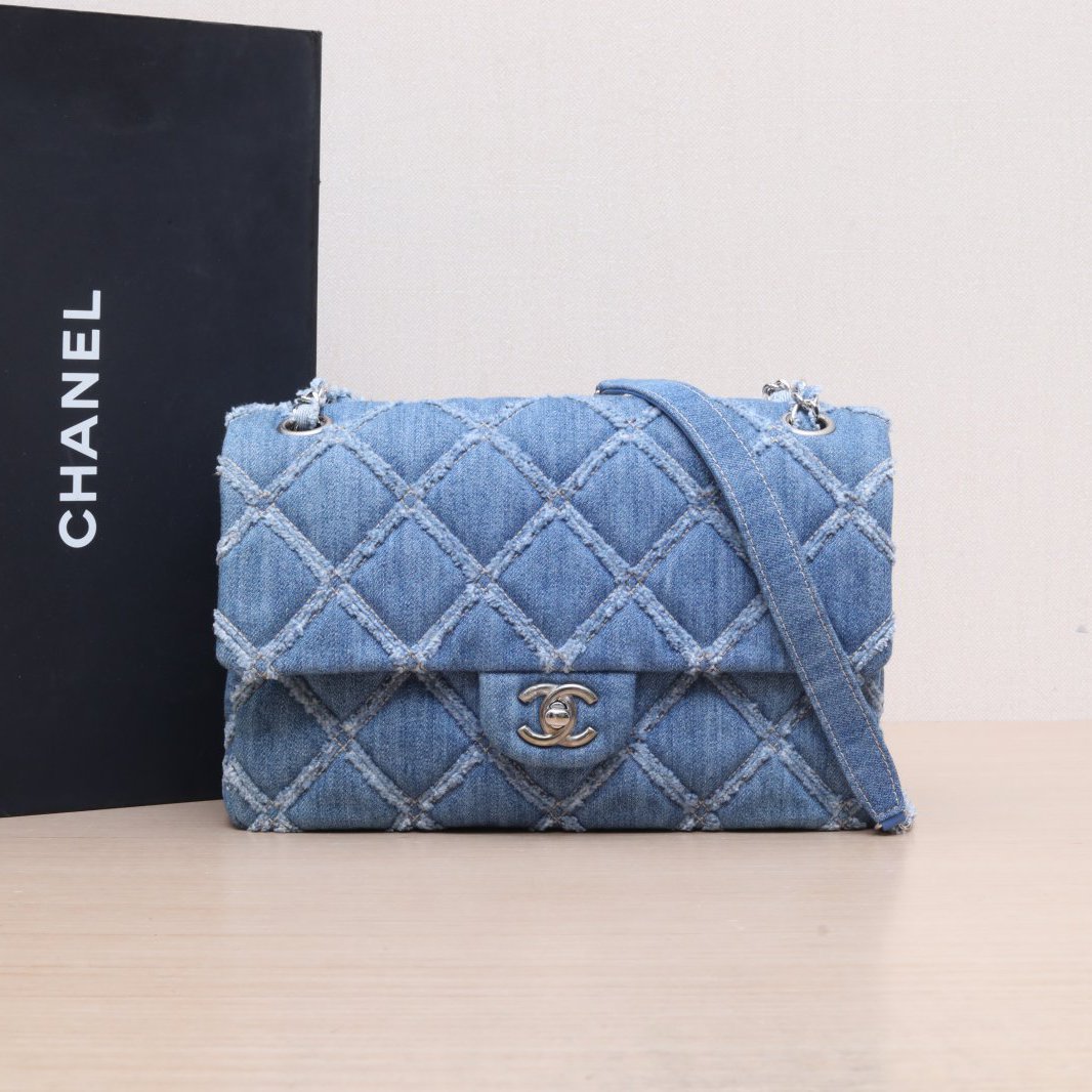 99新 Chanel/香奈儿 小花姑姑944793 20春夏 CF 丹宁水洗 中号 