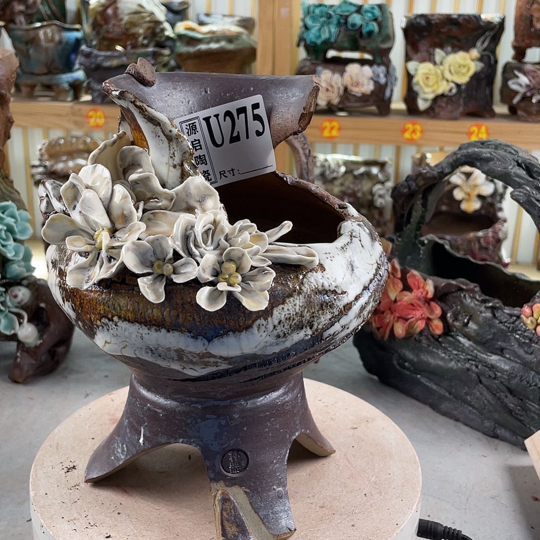 紫砂花盆景德镇陶瓷花盆275