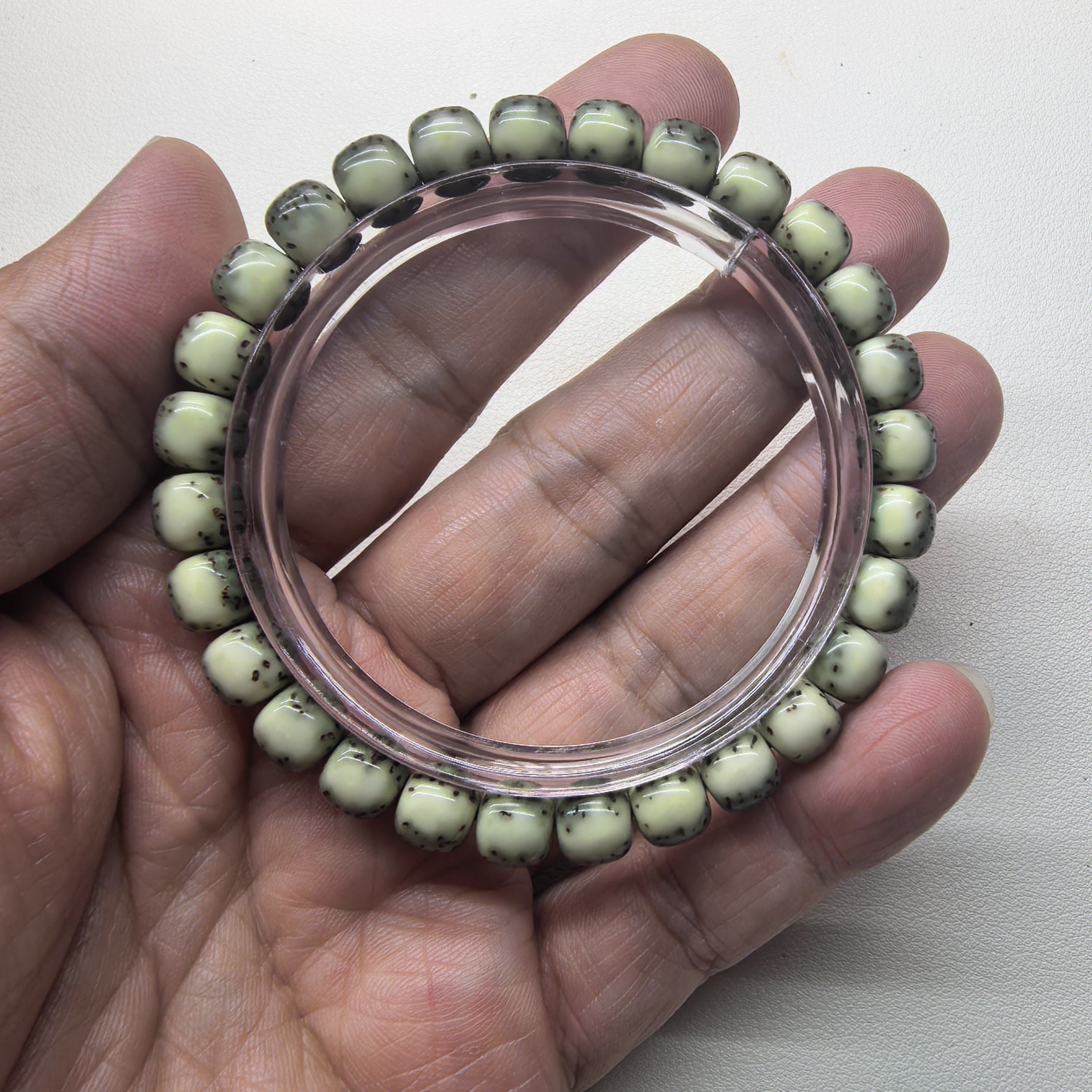 星月菩提 手串 8*7mm 绿背河豚 大留白 河豚-3
