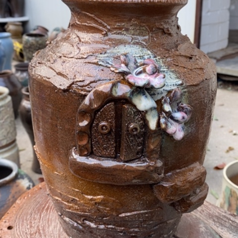 【闪购商品】紫砂花盆高30口13手工无孔