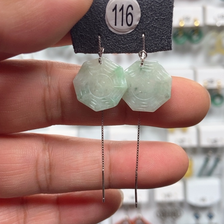 【闪购商品】翡翠耳饰银S925镶嵌耳饰