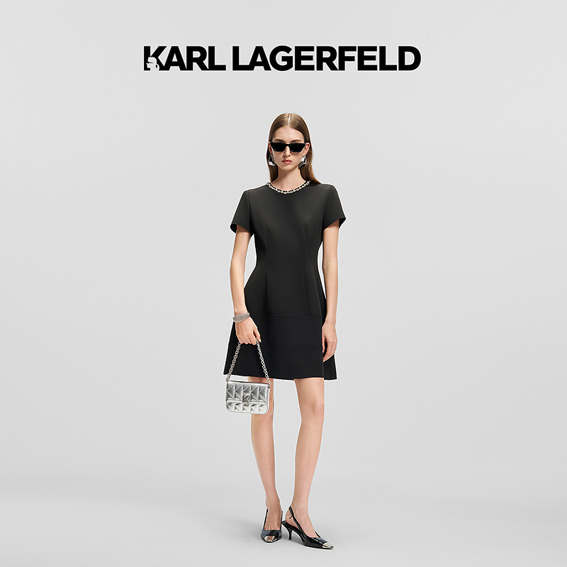 【交个朋友专属】KARL LAGERFELD25春季新款撞色针织连衣裙M21E1321