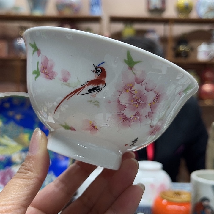 景德镇陶瓷水点桃花碗