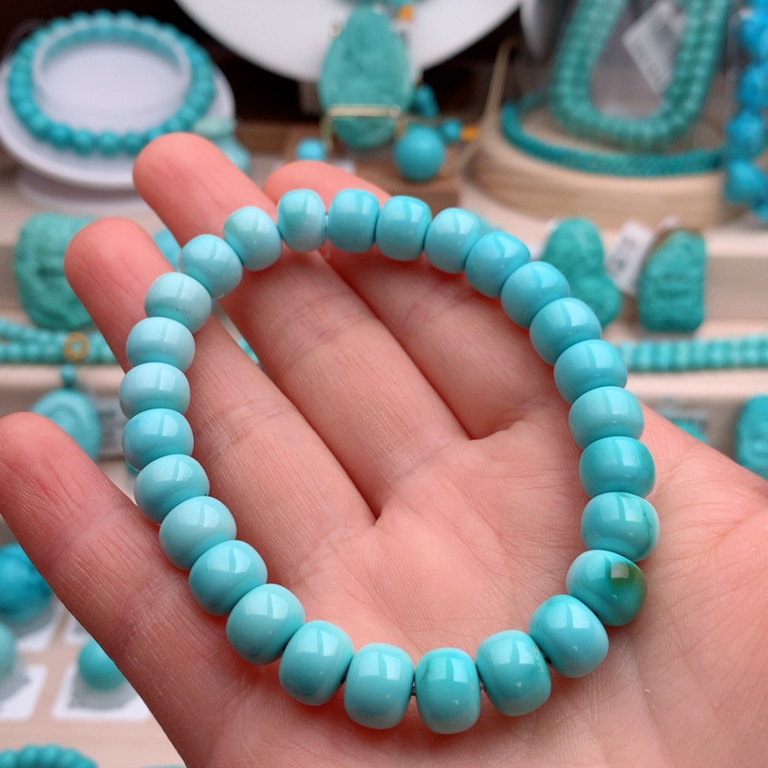 绿松石珠宝奇石未镶嵌9mm