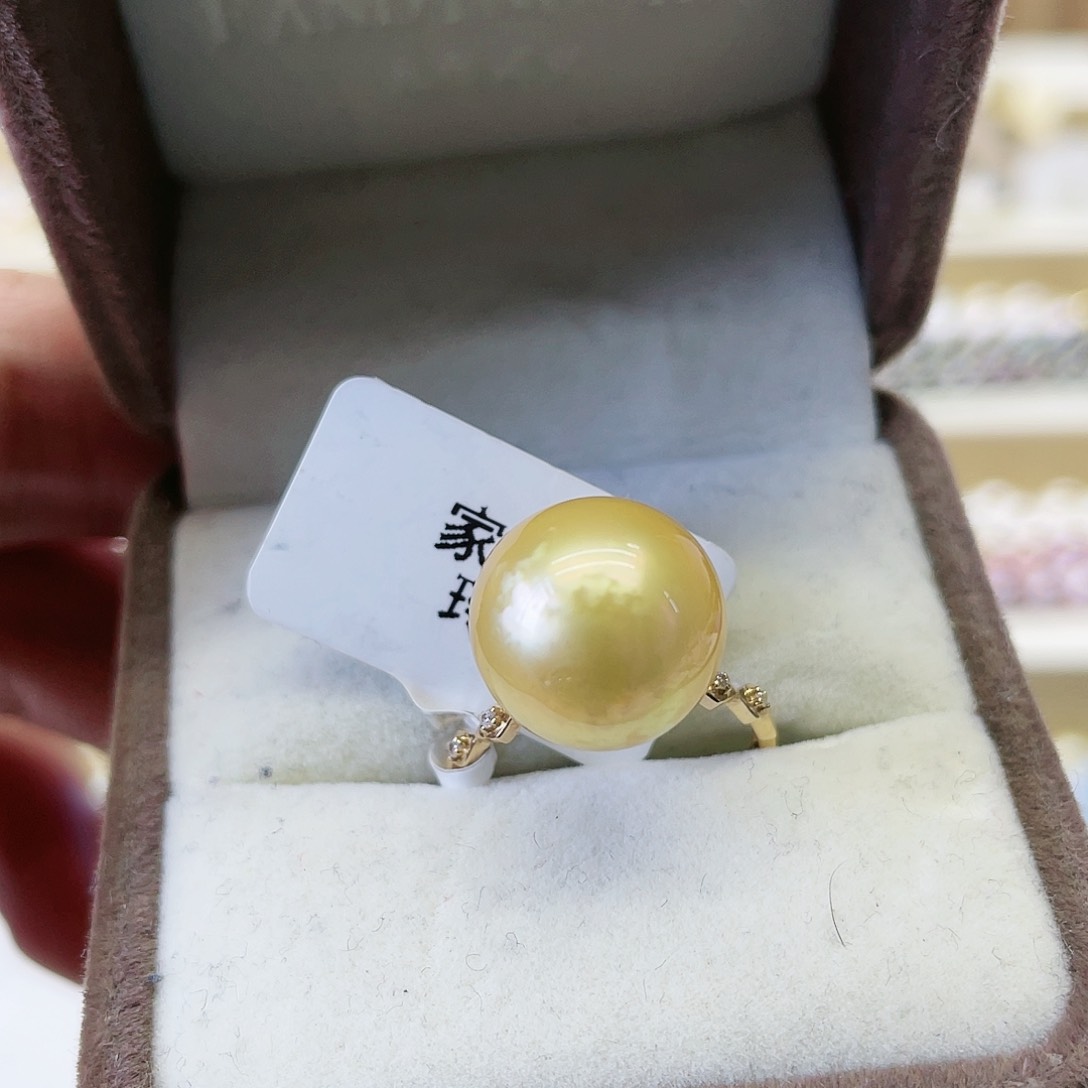 海水珍珠戒指18K金镶嵌