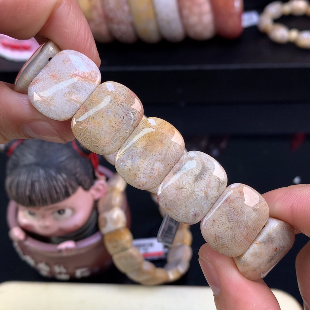 硅化珊瑚（珊瑚玉）未镶嵌颈饰17号胖虫纹