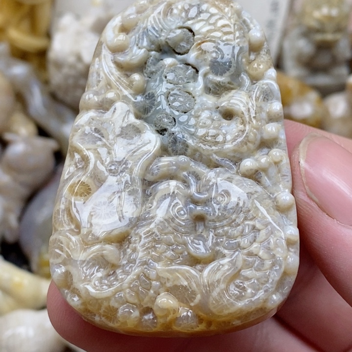 颈饰未镶嵌硅化珊瑚（珊瑚玉）有瑕