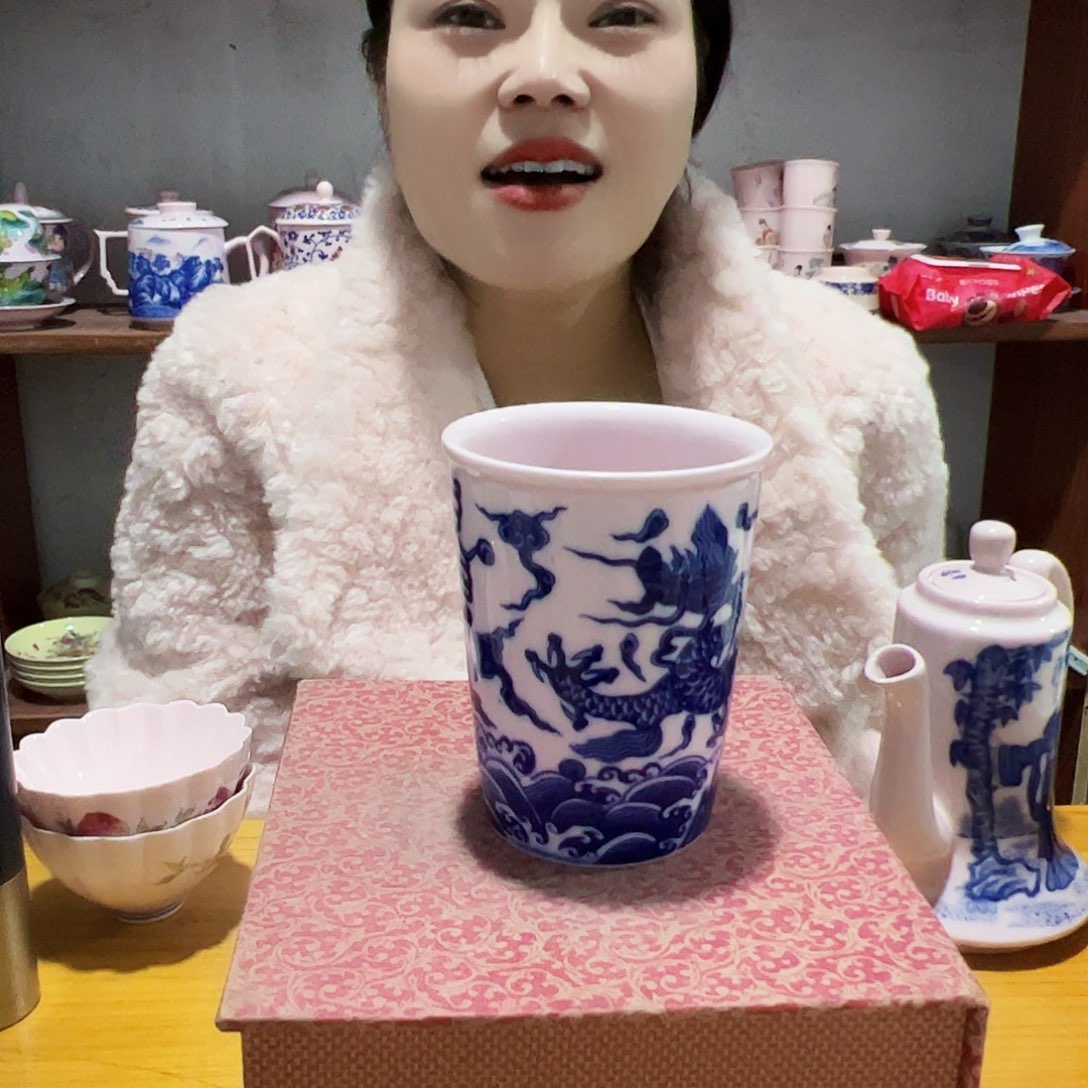 摆件陶景德镇红xixi龙纹可乐杯