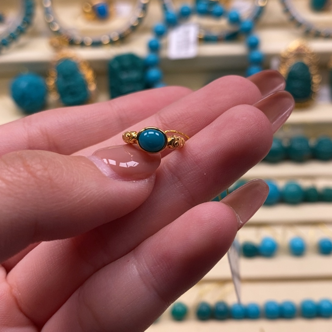 绿松石珠宝奇石18K金镶嵌