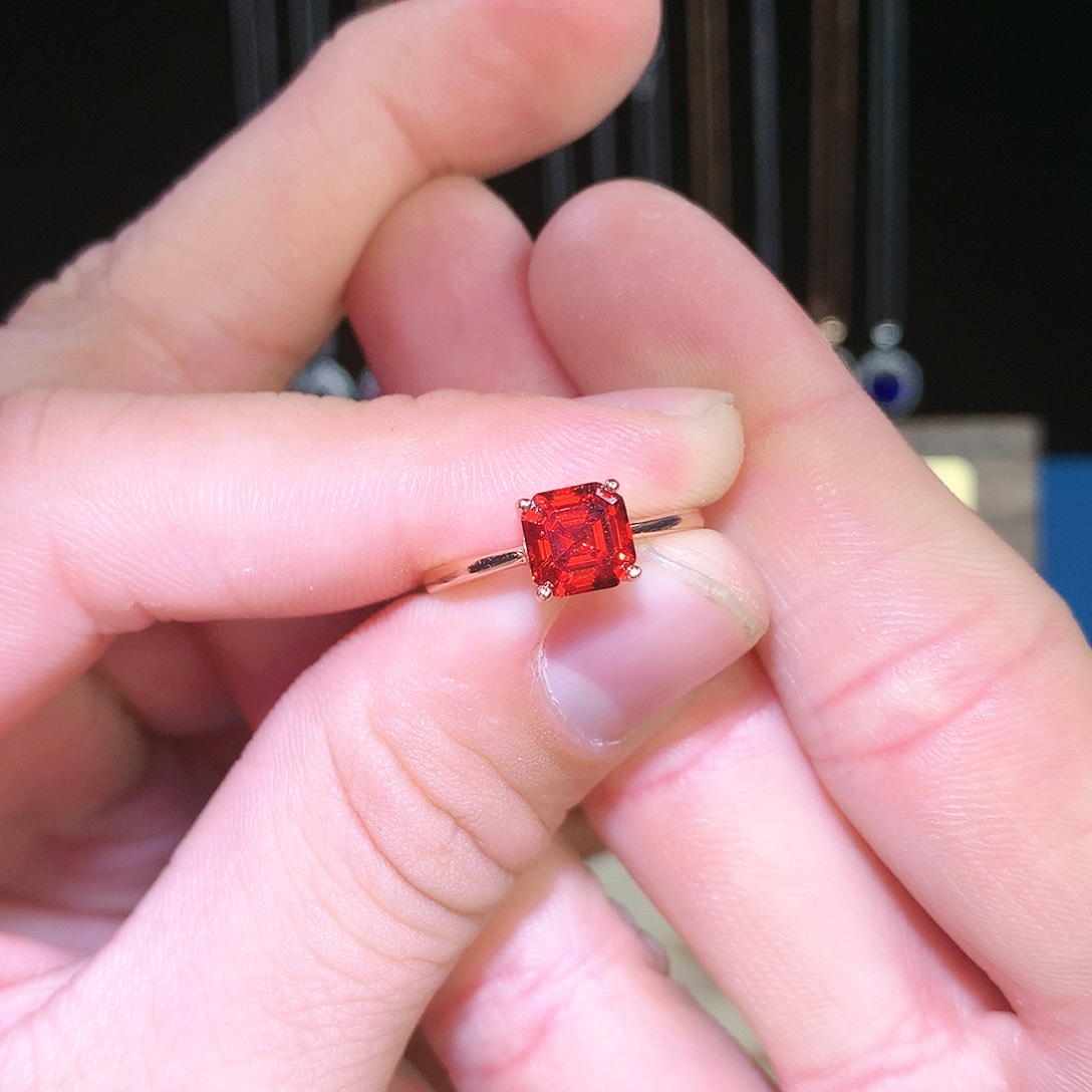 石榴石戒指银S925镶嵌