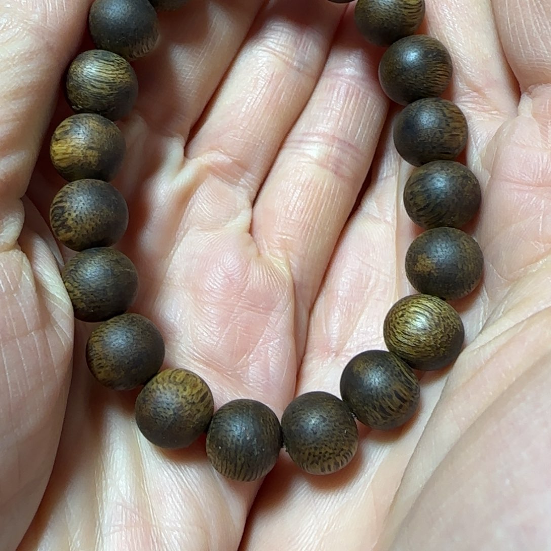 沉香木手串洪*师绿奇楠沉香圆珠单圈手串9克+