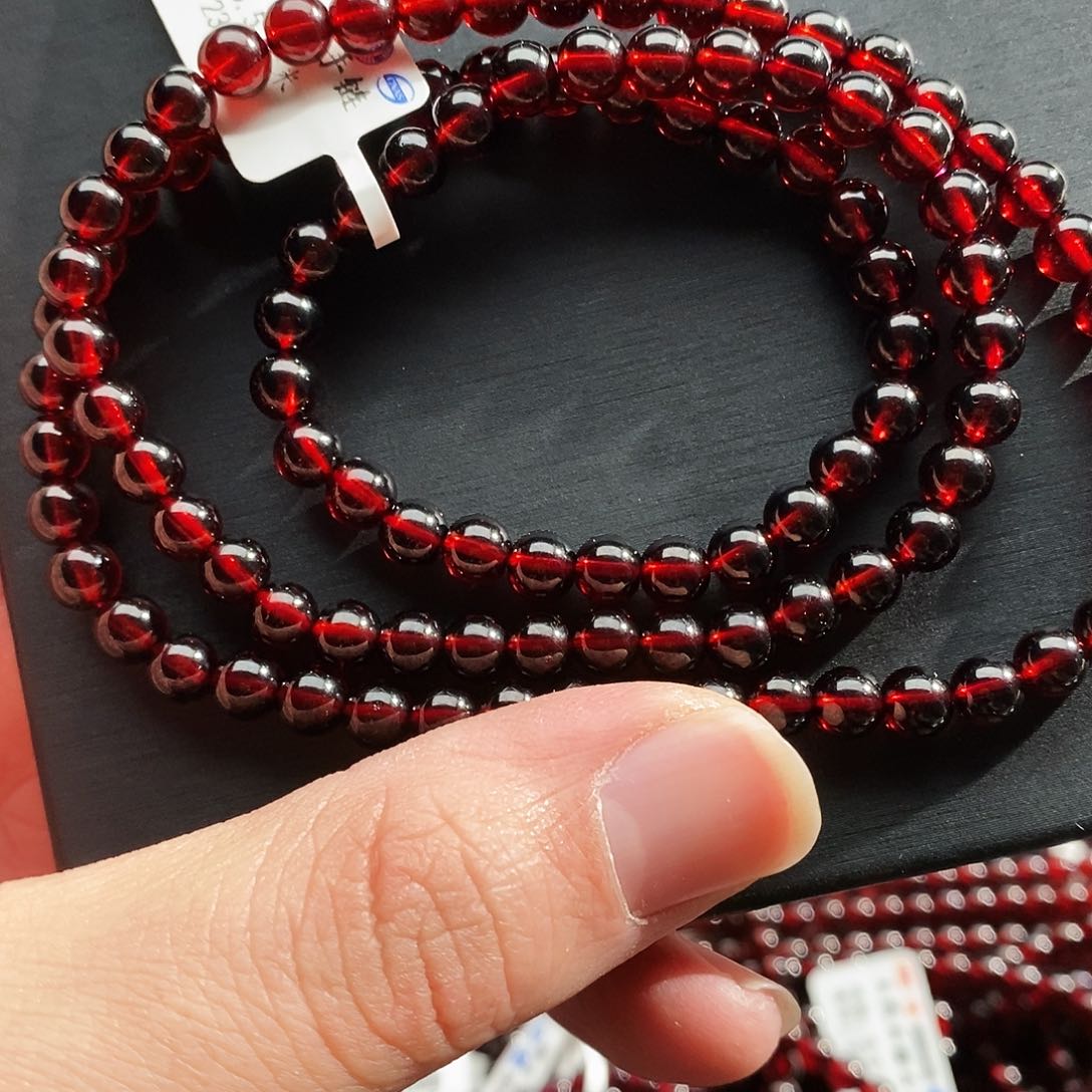 石榴石手链未镶嵌5.5mm精品多圈