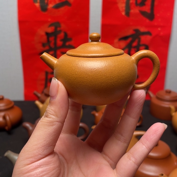 紫砂壶觉**路全手工老宕口黄金段