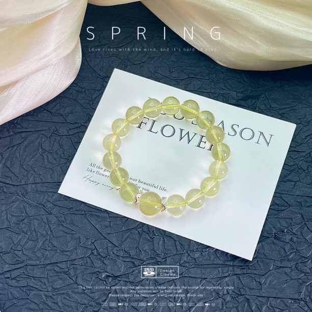 《默认瑕疵，介意慎拍》天然 卡10 柠檬黄水晶 原创手串