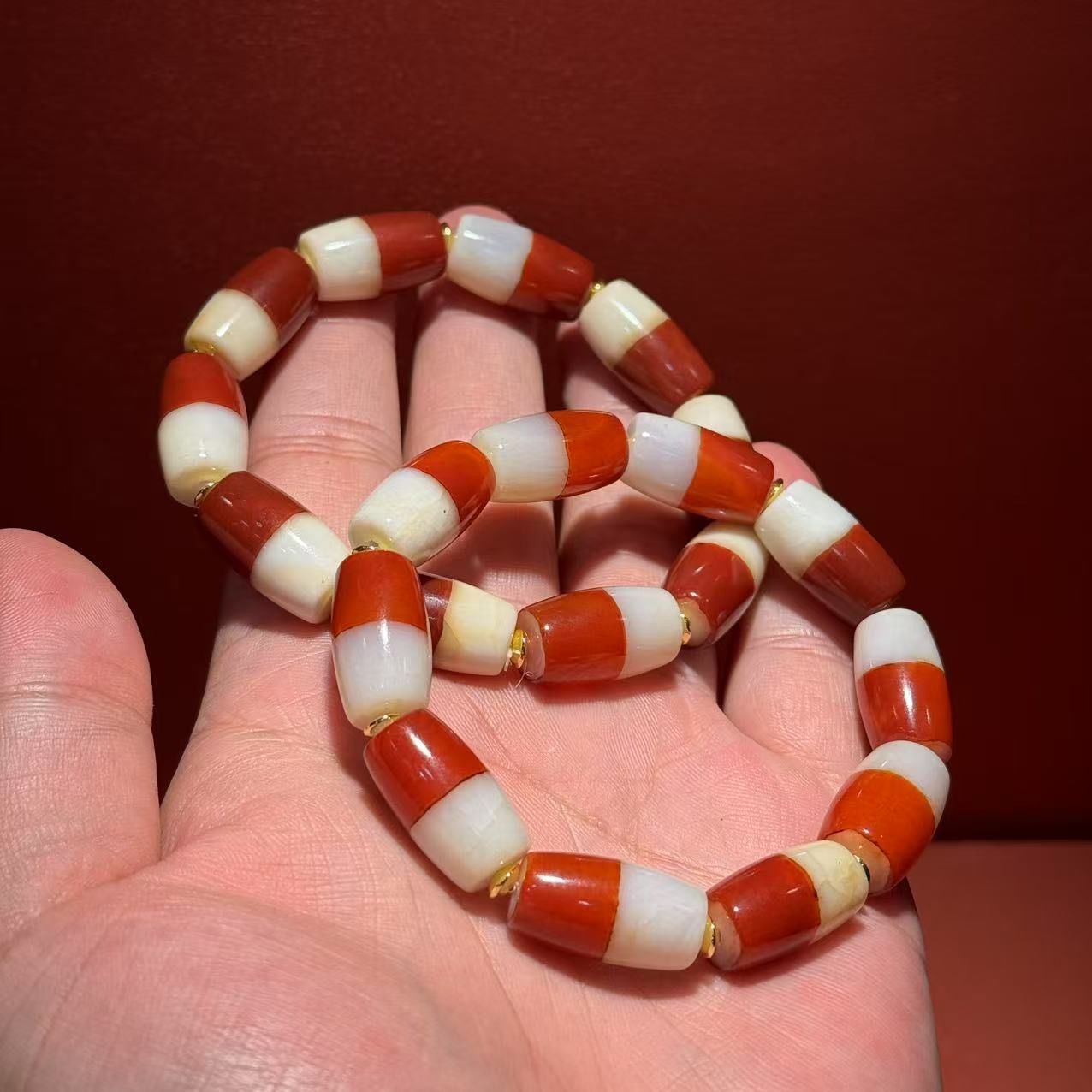 【曹美丽精选】H16211-玛瑙手串（天地一线）-多样性发其一-20mm*11mm