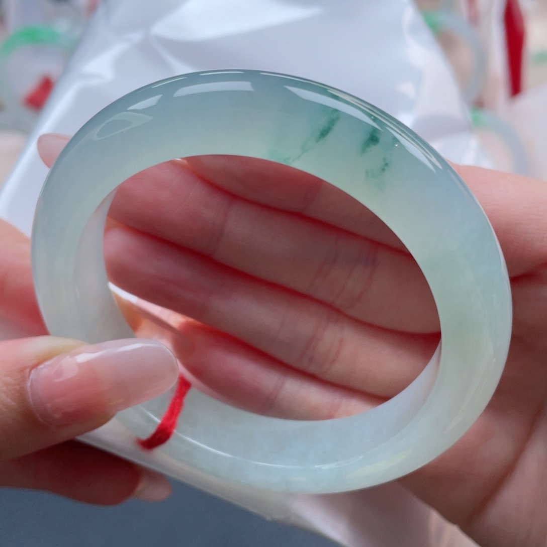 未镶嵌手镯翡翠56.3清甜果绿飘翠 暖冬百搭气质款 16号