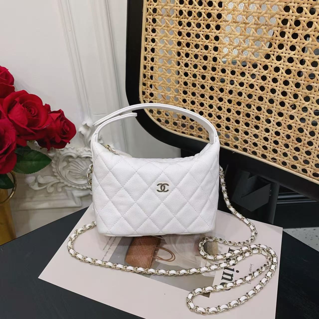 95新 Chanel/香奈儿 GGS丨25c饭盒包白金荔枝芯片款/88992832