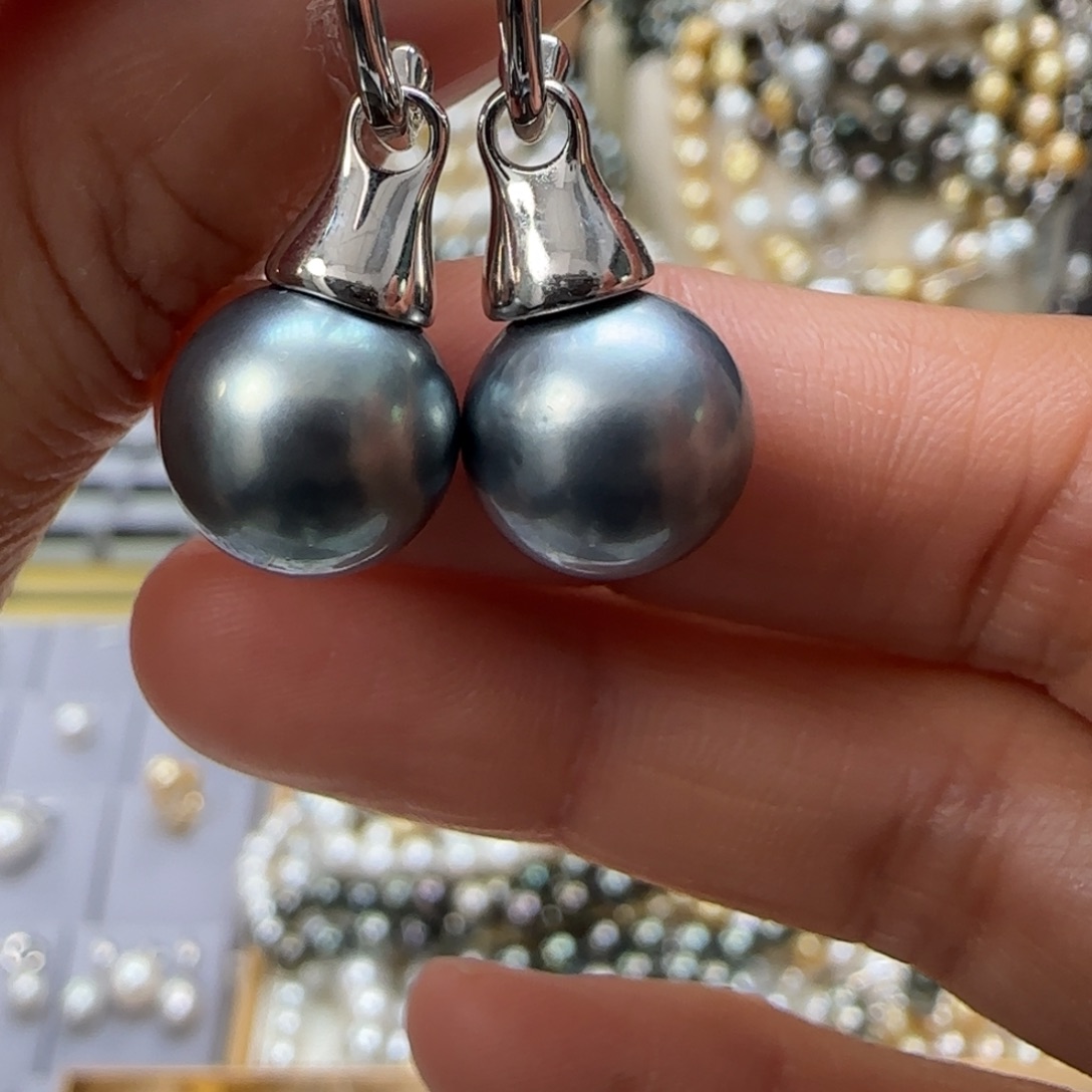 海水珍珠耳饰银S925镶嵌