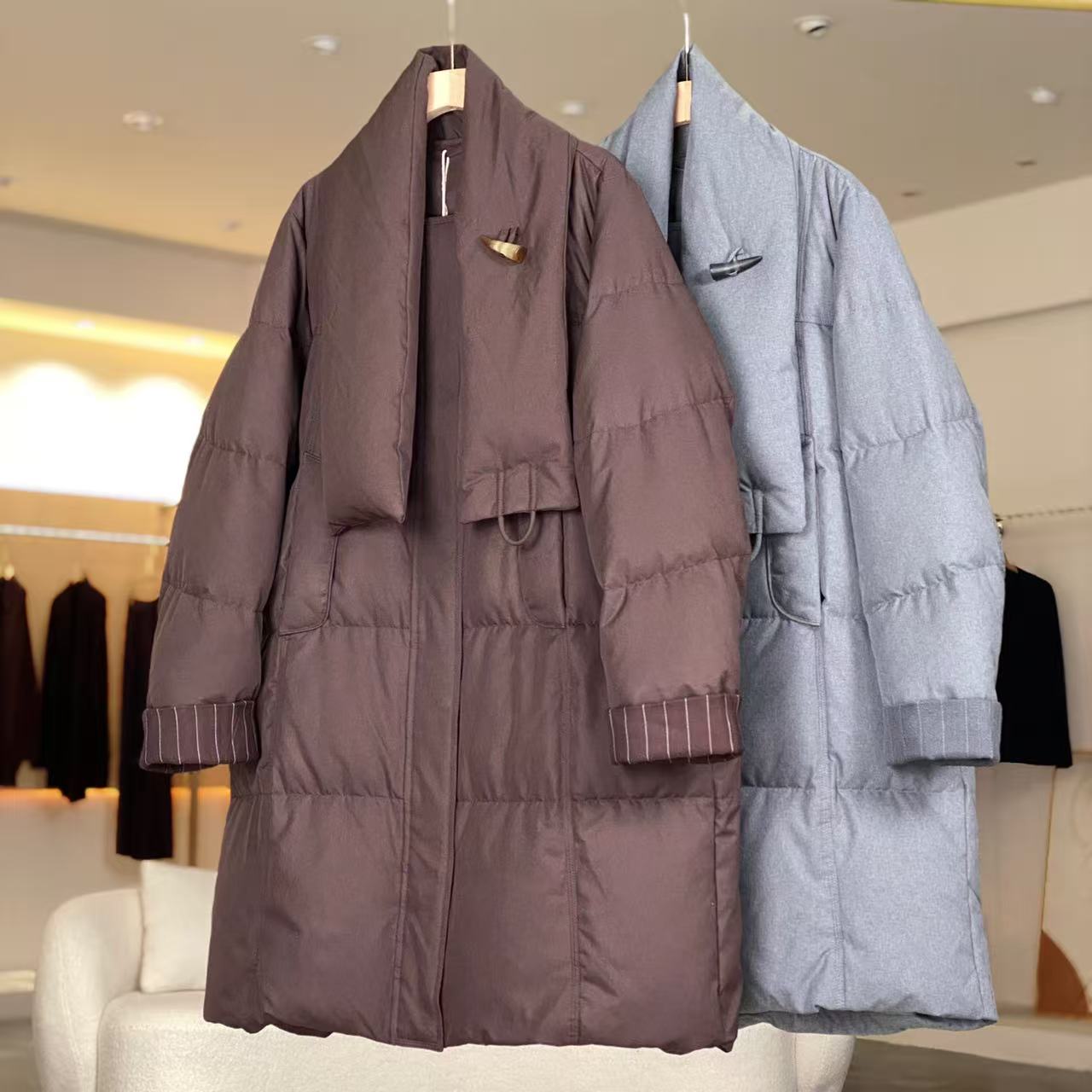 MeraxMer90白鸭绒中长款围脖羽绒服·高品质显瘦保暖鸭绒服外套