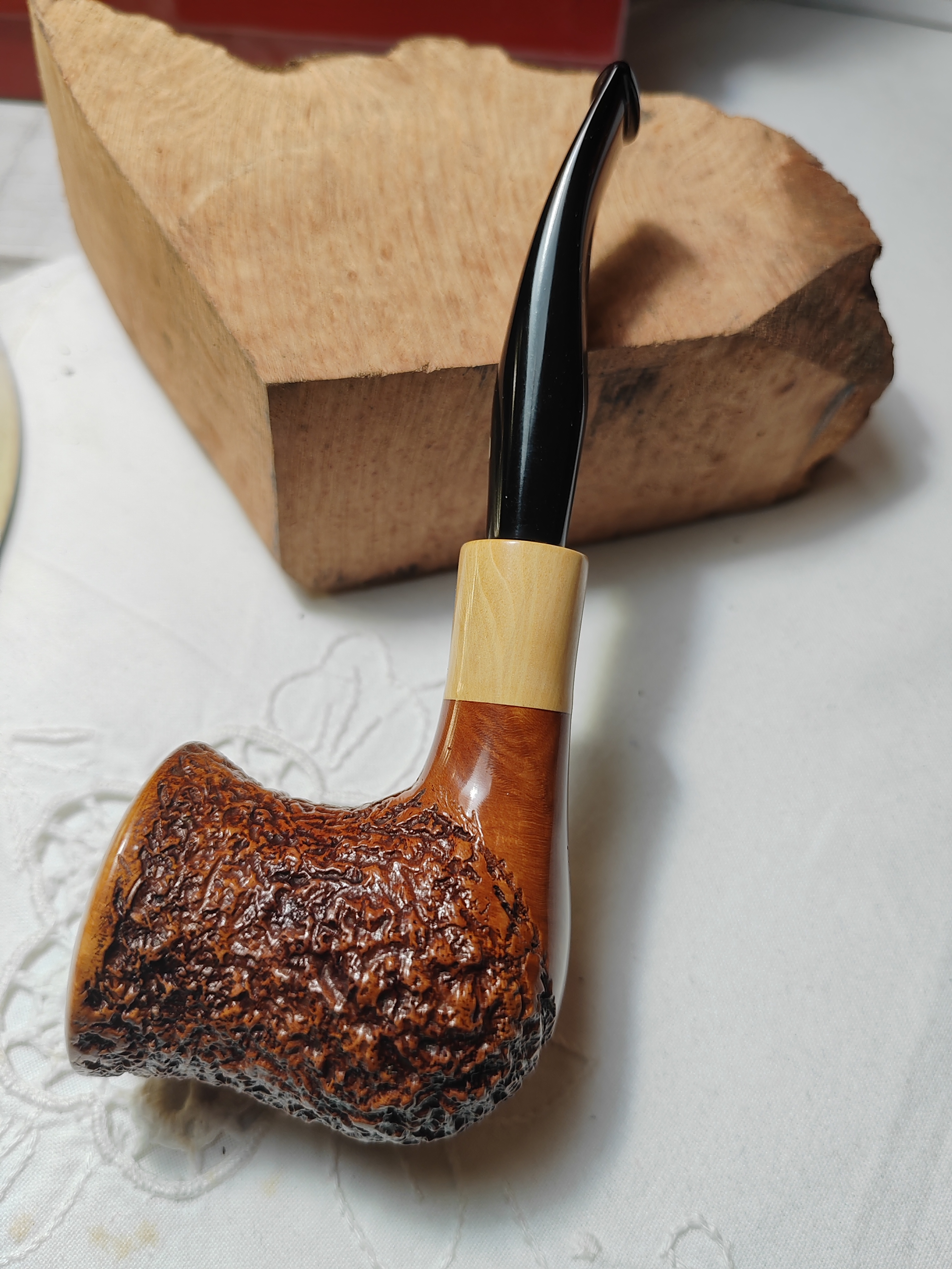 意大利阿斯克提手工烟斗海岩雕刻带饰圈