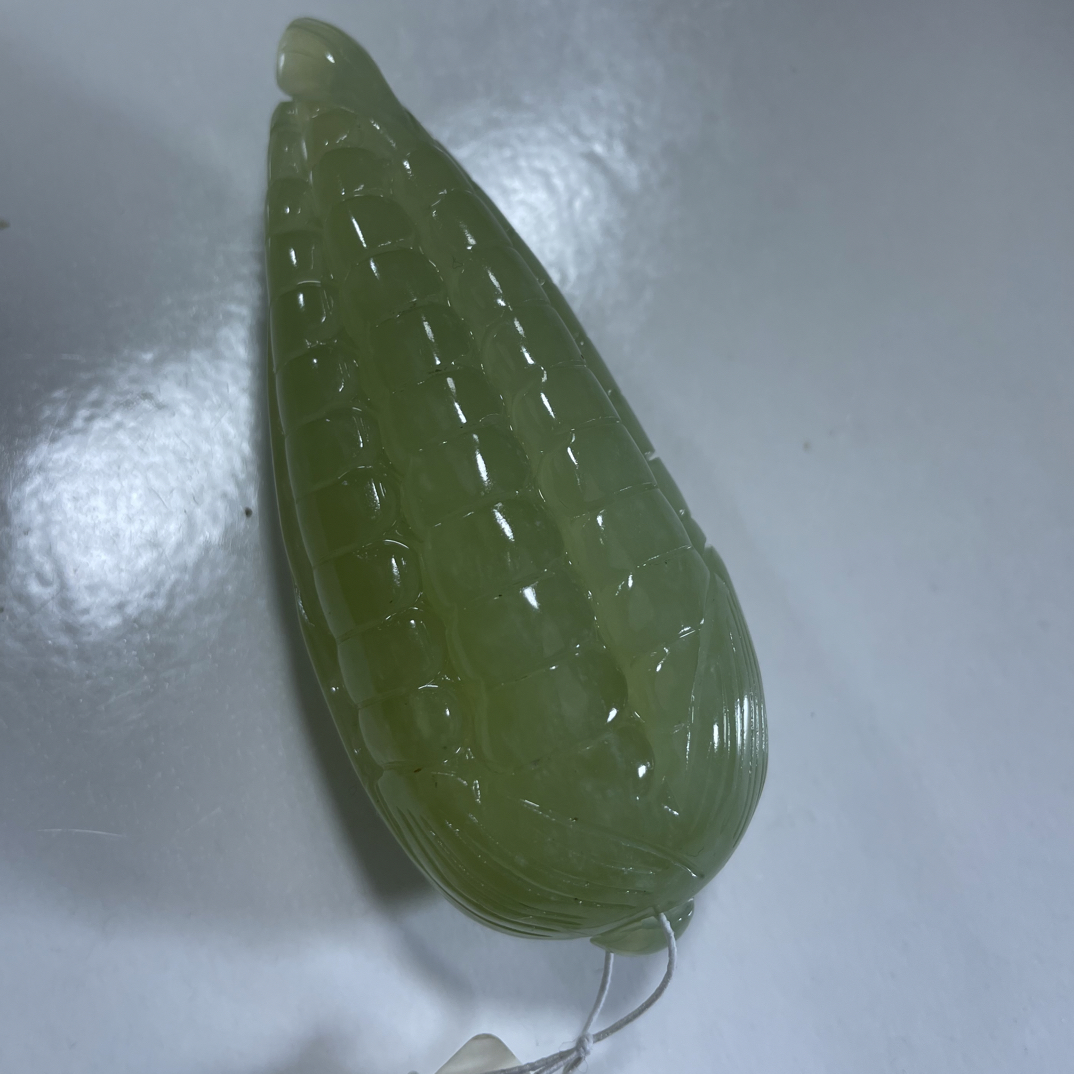 岫玉糯冰料苞米手把长9直径3厘米