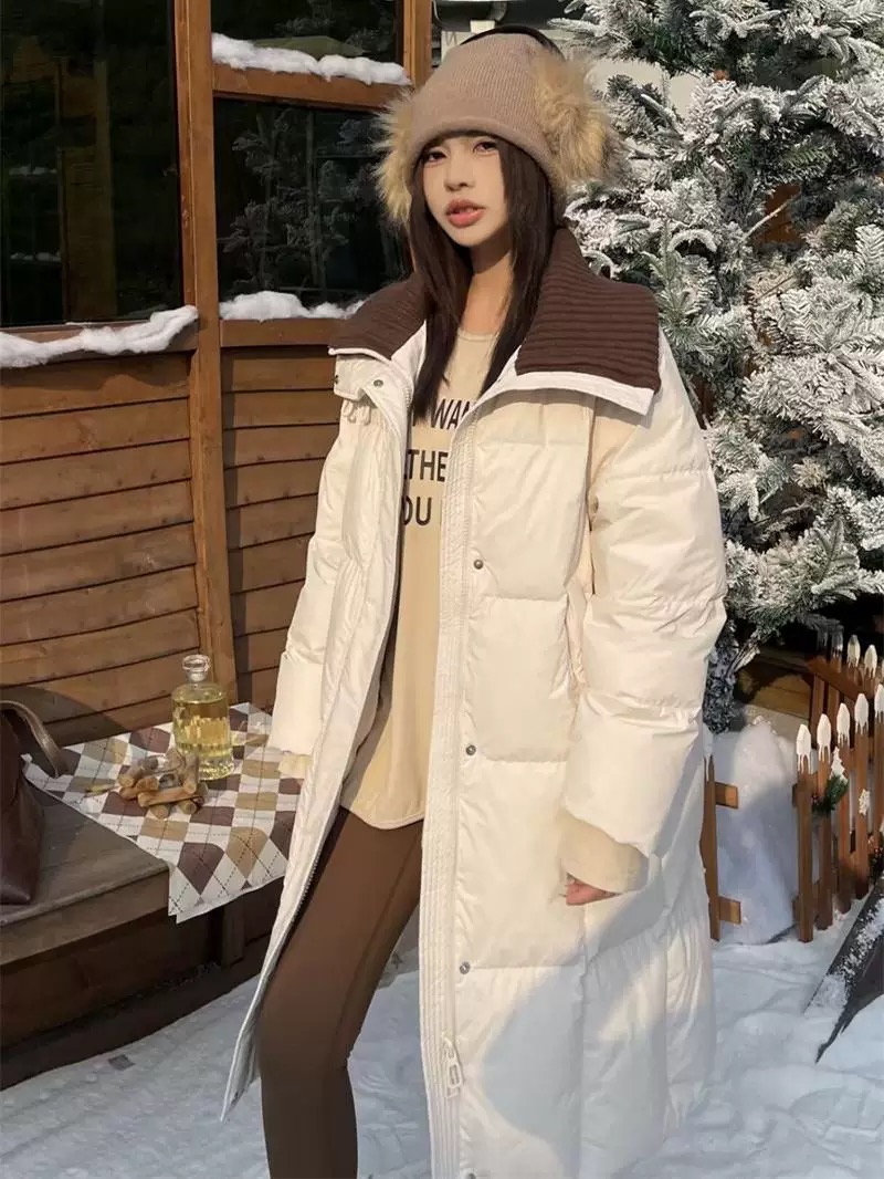 女宽松型街头风拼接优等品冬季显瘦加厚白色