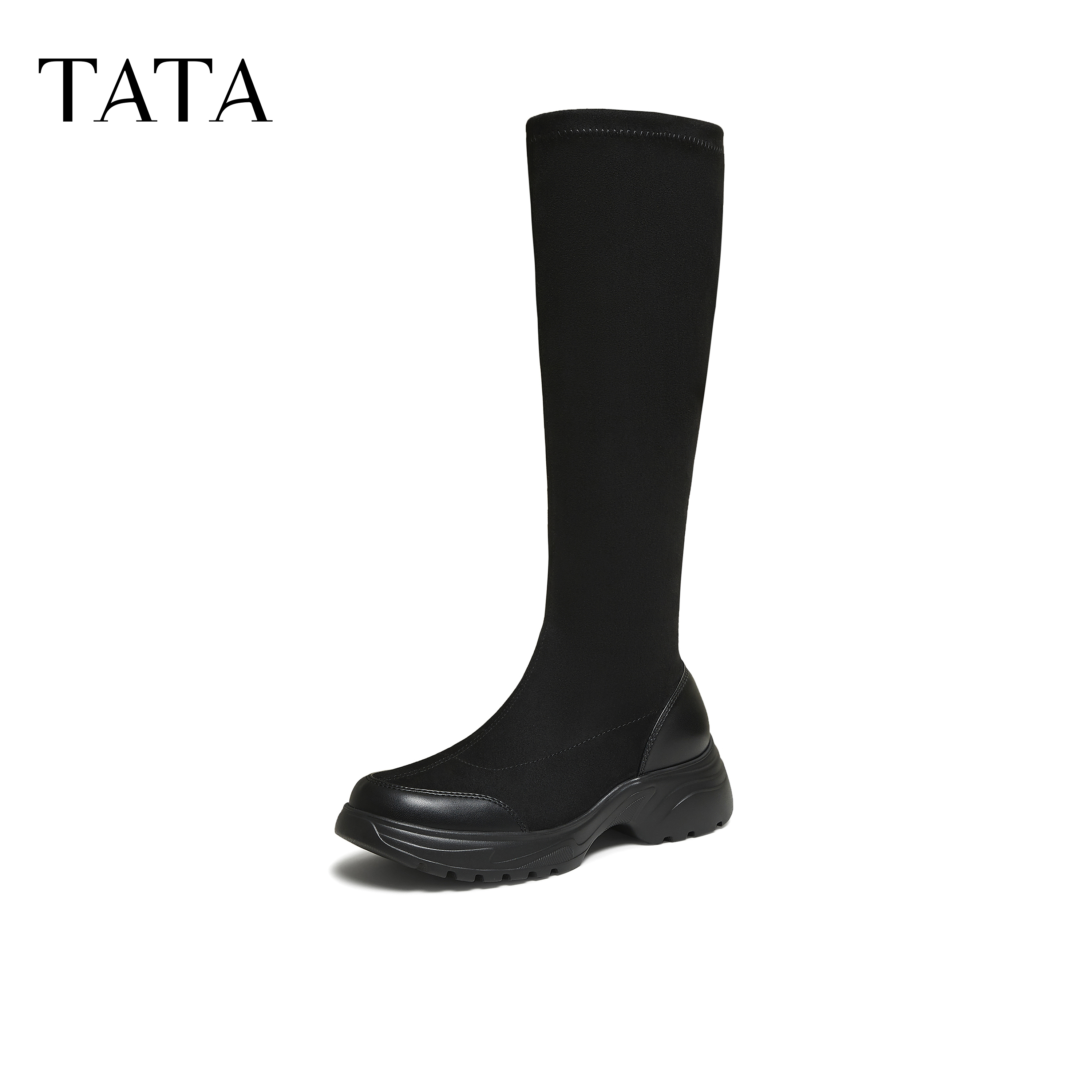 TATA他她2025冬新款商场同款时尚休闲弹力靴长靴百搭女靴7PJ80DG5