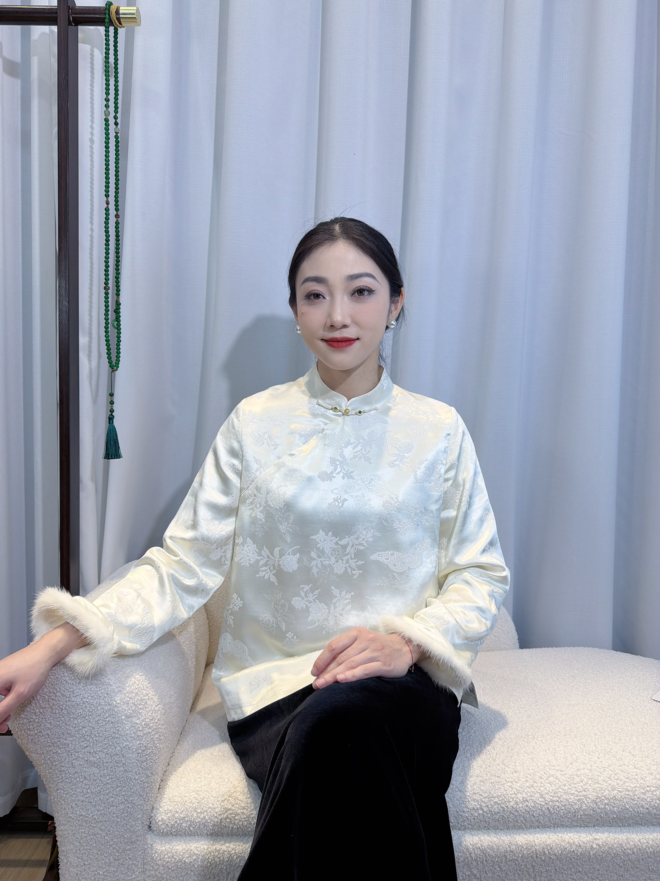 （已开价）双层加厚百搭长袖立领女装新中式斜襟上衣打底