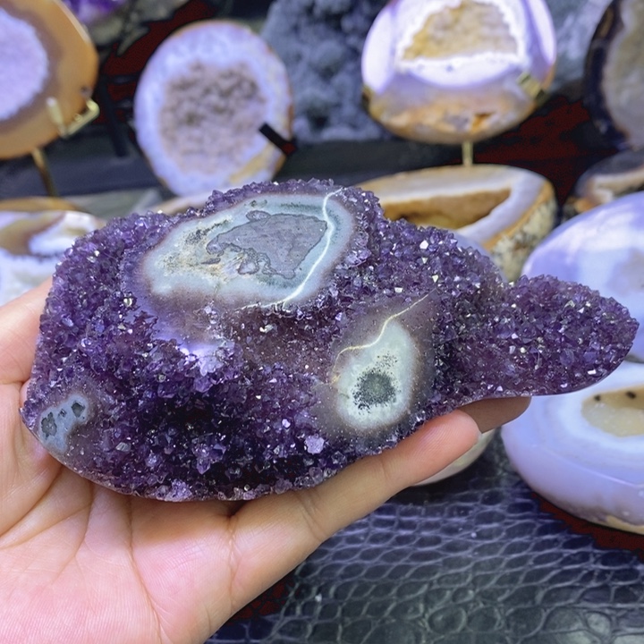 未镶嵌珠宝半成品水晶紫晶小花盘