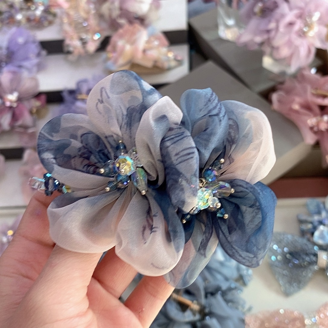 仿水晶合金花朵弹簧夹