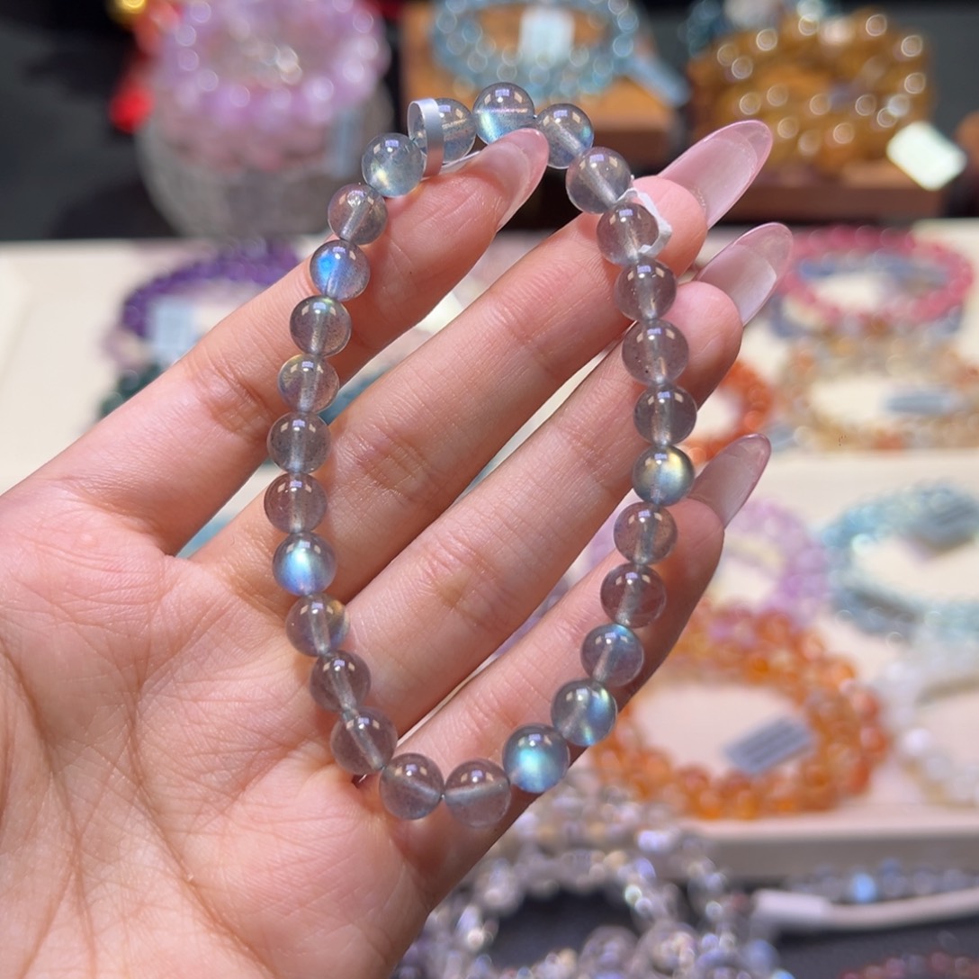 手串未镶嵌长石偏*7m殿堂级冰种灰月光