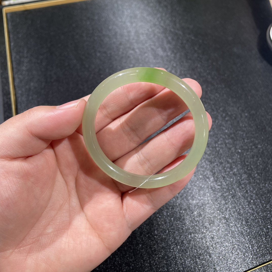 和田玉青海冰底翠青美人条手镯55+